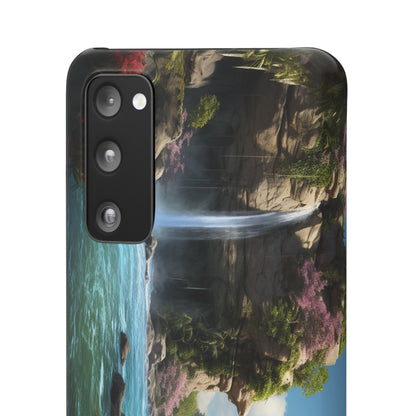 Introducing the "Nature's Cascade" Cell Phone Case – Capture Majestic Beauty with Rock Cliffs and Waterfall! -Snap Cases