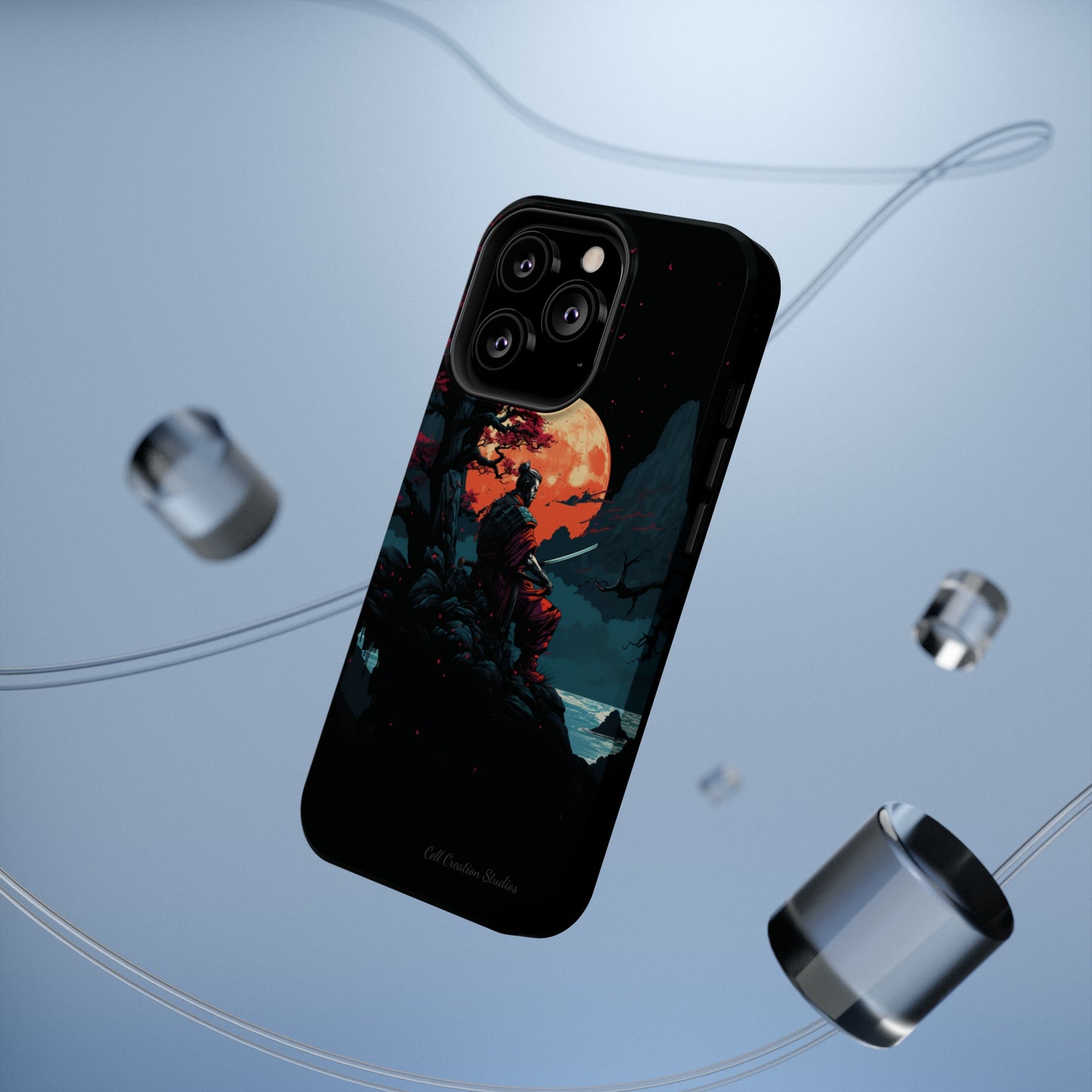 Introducing the "Moonlit Samurai Serenity" Cell Phone Case – Embrace Elegance and Strength -MagSafe Tough Cases