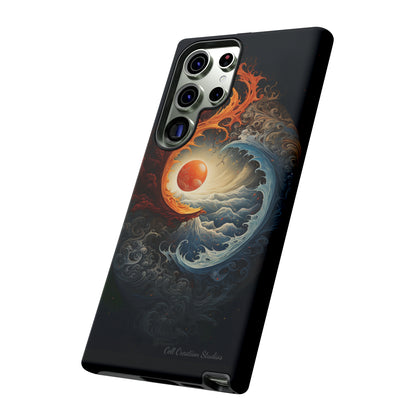 "Dual Elements Clash: Fire and Water Abstract" Phone Case -Tough Cases