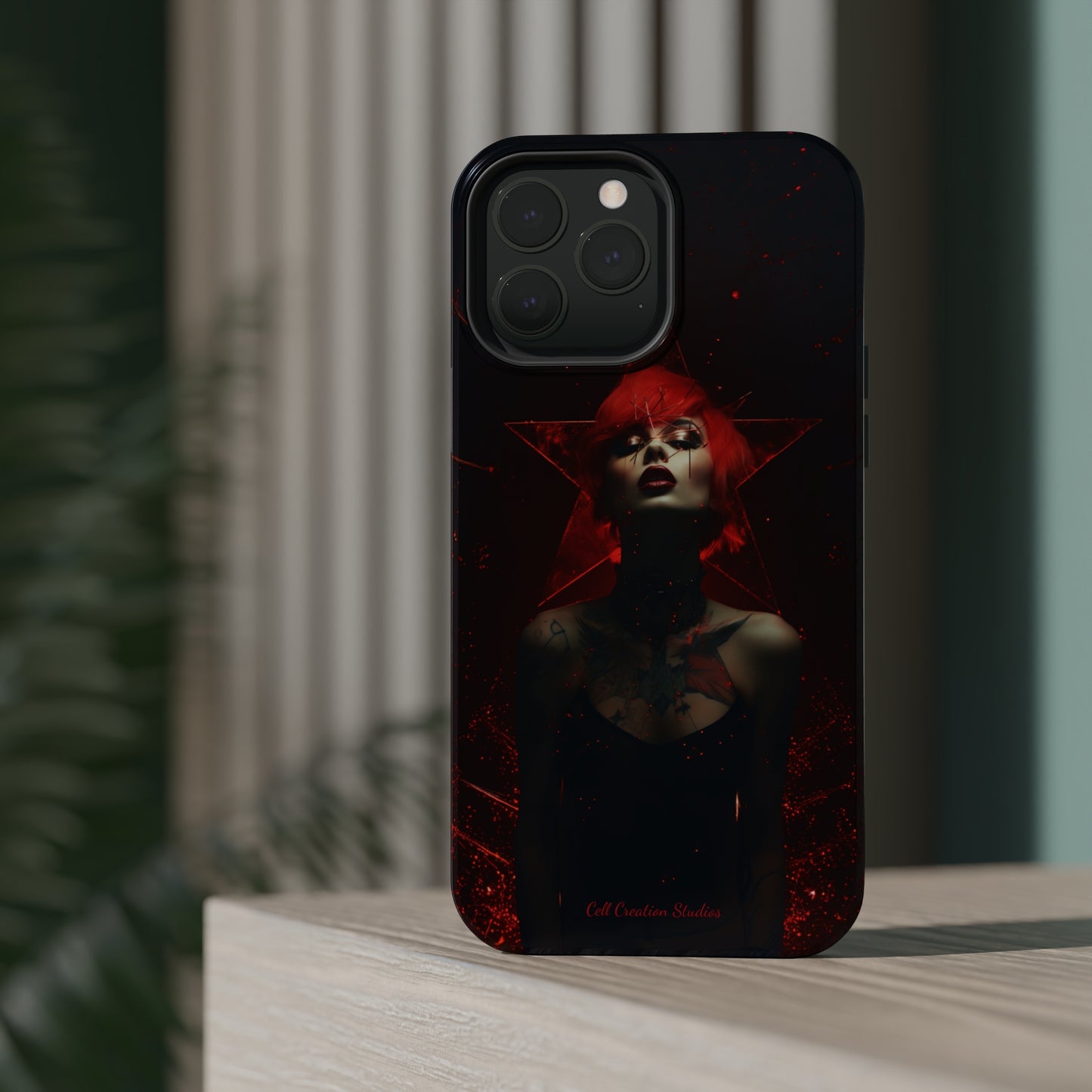 Introducing the "Inked Flame" Cell Phone Case – Embrace Fiery Elegance with a Tattooed Red-Headed Beauty -MagSafe Tough Cases