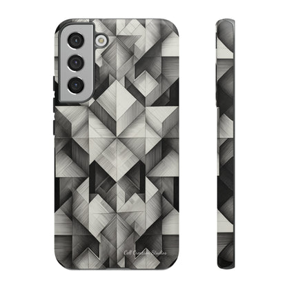 The "Black and White Geometric Pattern" Cell Phone Case- Elevate Your Phone's Style -Tough Cases