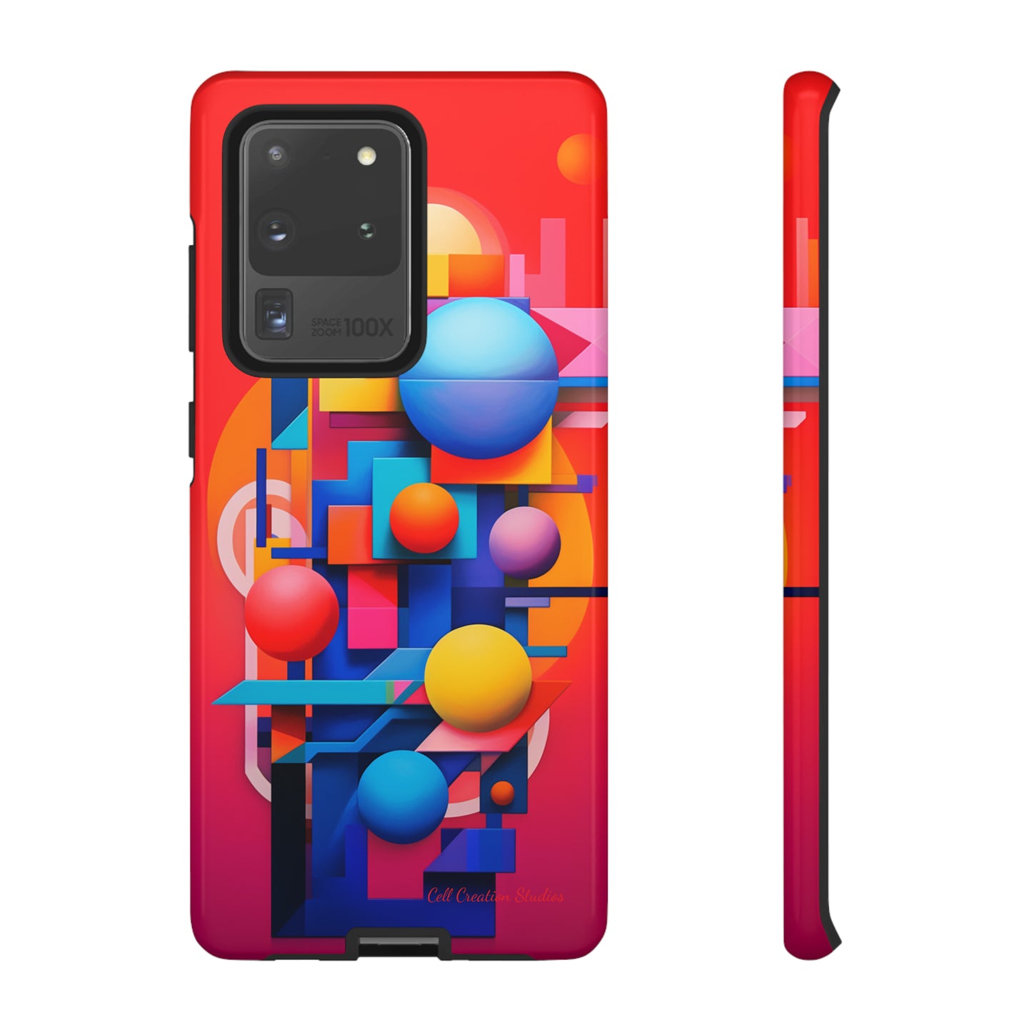 The "Geometric Red Background" Cell Phone Case- Upgrade Your Phone's Aesthetics -Tough Cases