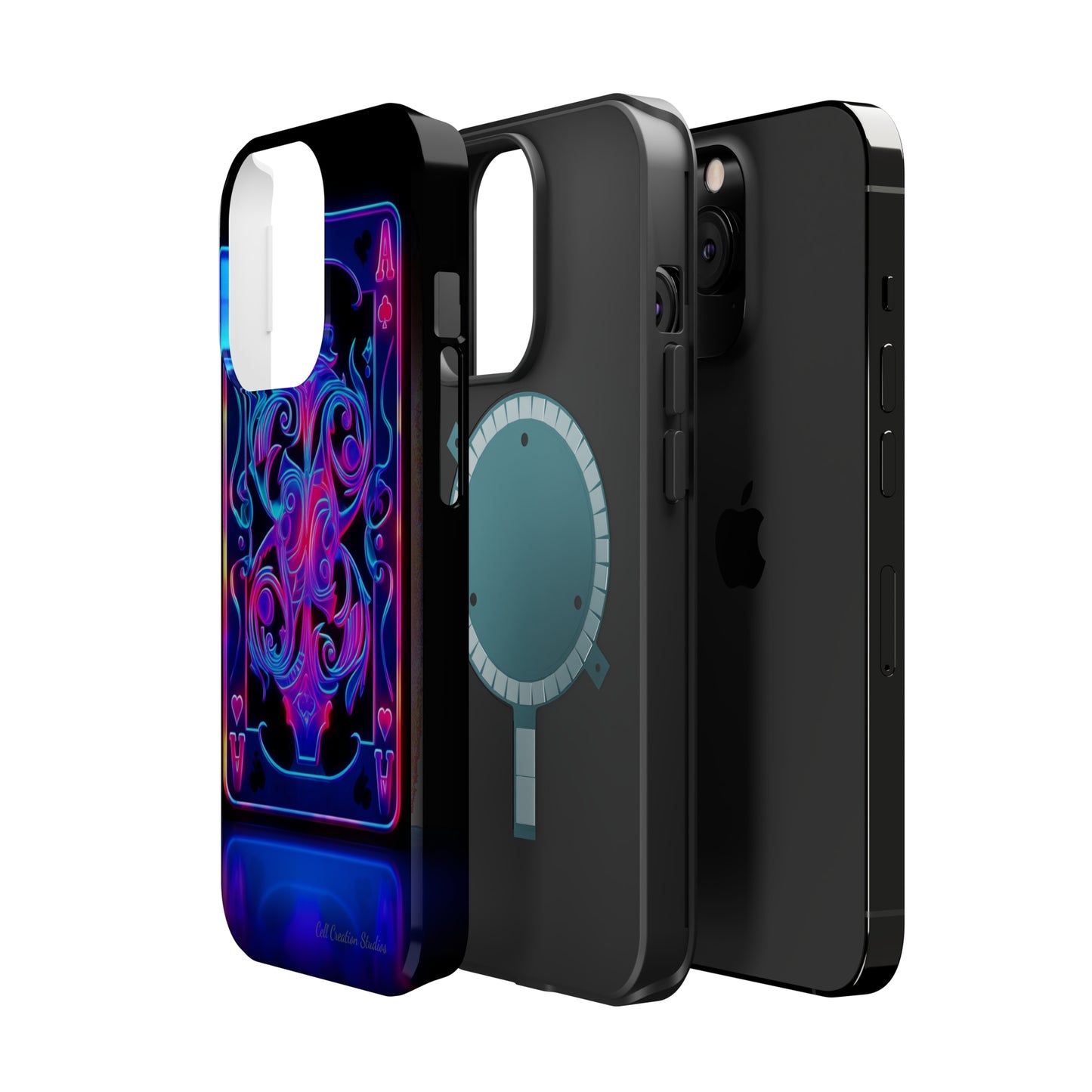 Introducing the "Neon Ace of Hearts" Cell Phone Case – Elevate Your Style with a Dazzling Card -MagSafe Tough Cases