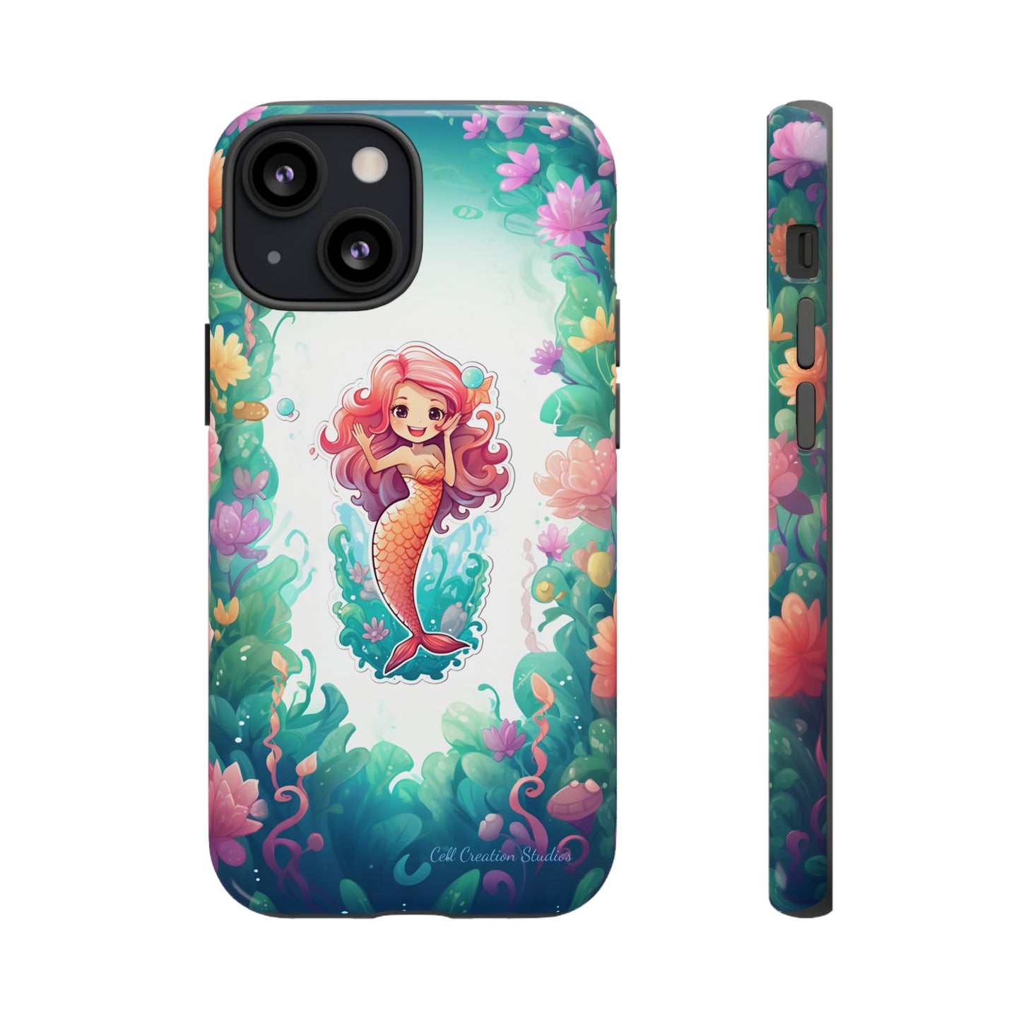 "Pink Seaflower Mermaid" -Tough iPhone Cases