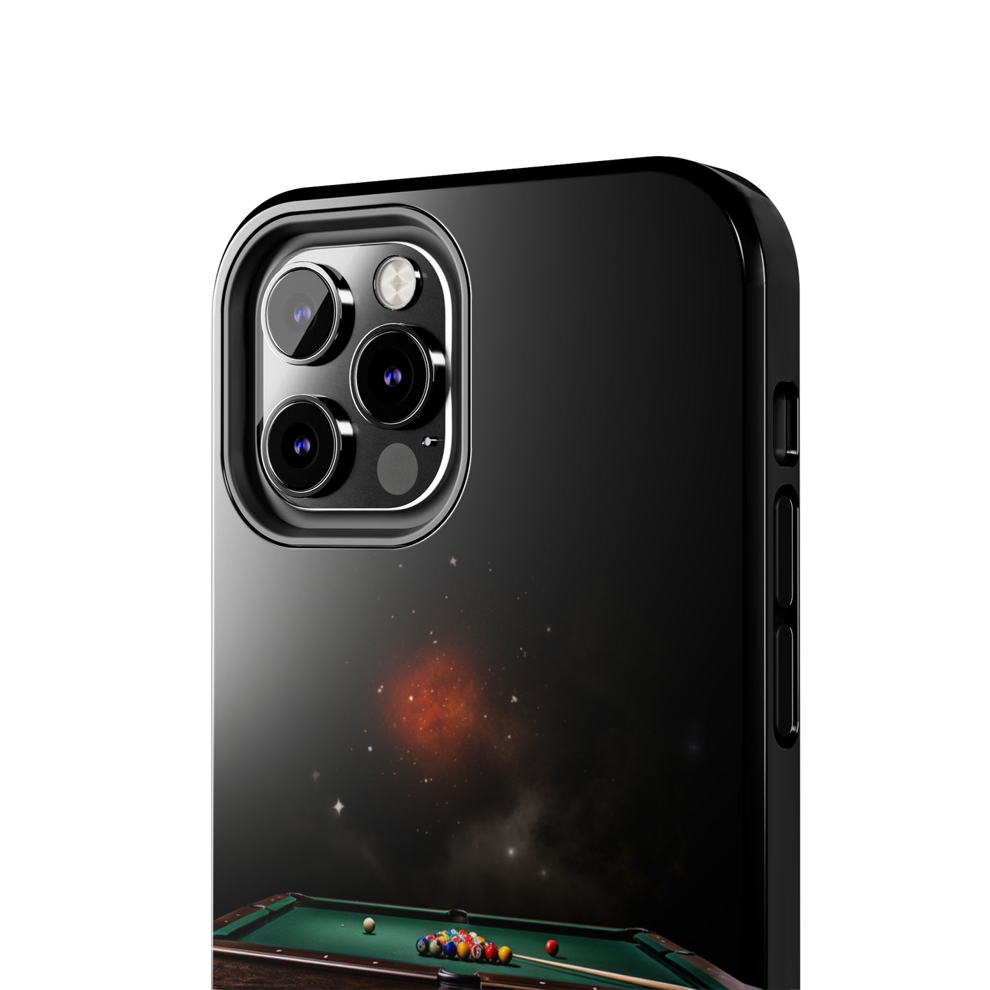 "Rack 'Em Up in Style: Pool Table-Themed Phone Case with Space Background" -Tough Phone Cases