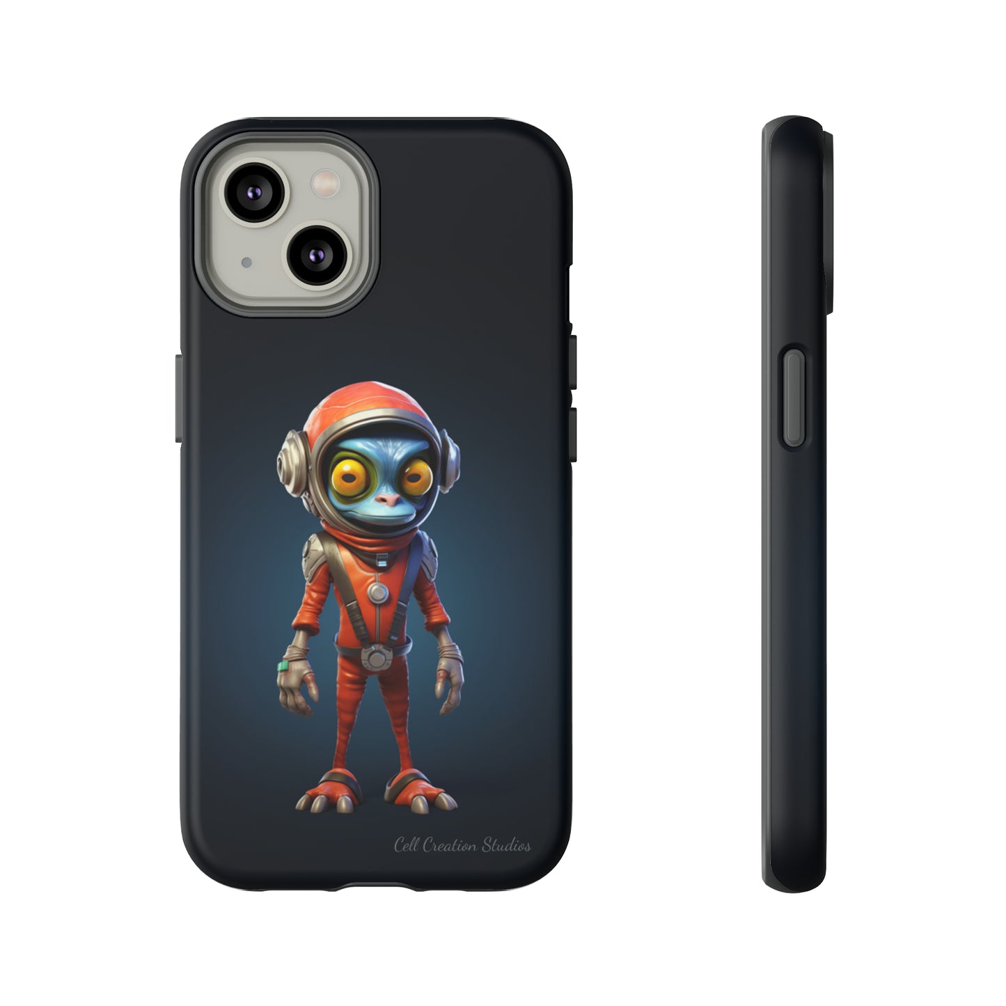 The "AstroGuard" Animated Blue Alien Astronaut Phone Case -Tough Cases