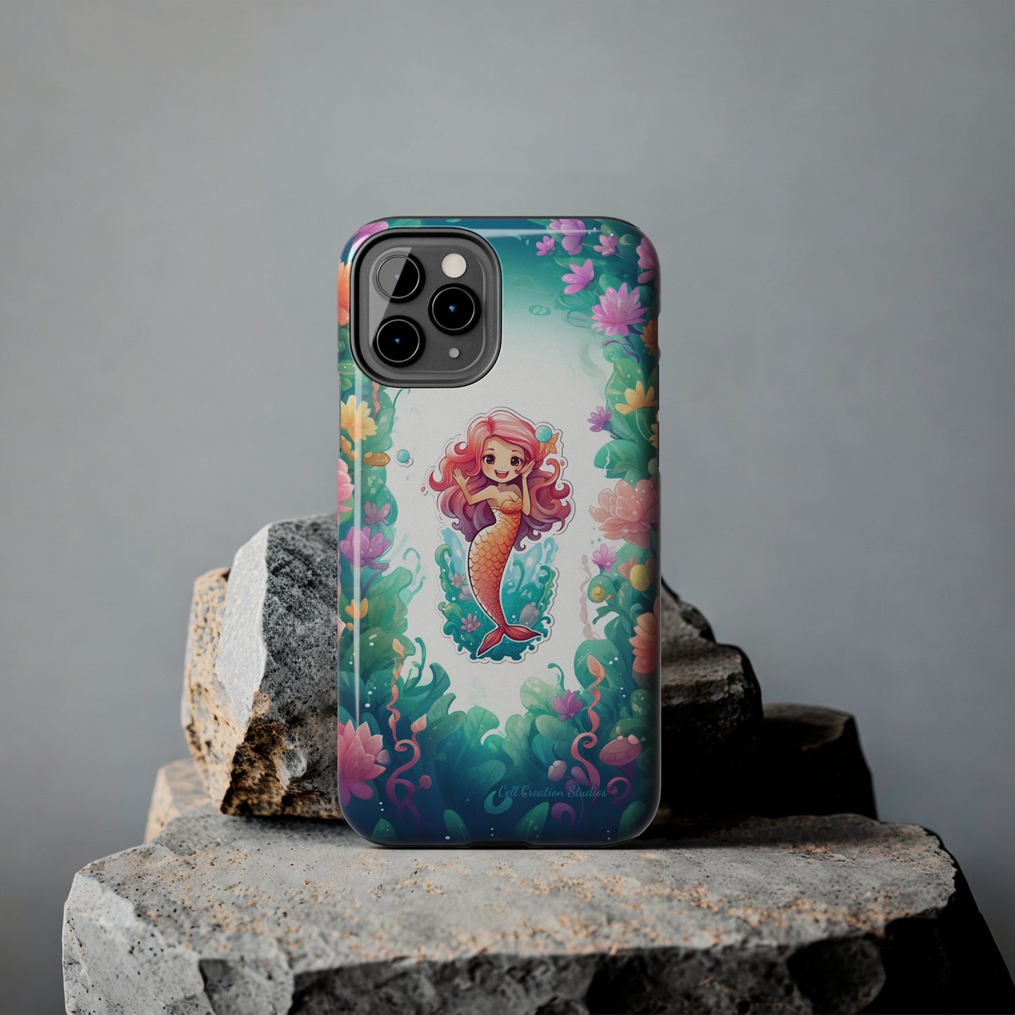 "Pink Seaflower Mermaid" -Tough iPhone Cases