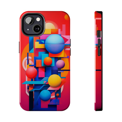 The "Geometric Red Background" Cell Phone Case- Upgrade Your Phone's Aesthetics -Tough Phone Cases