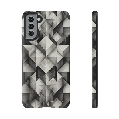 The "Black and White Geometric Pattern" Cell Phone Case- Elevate Your Phone's Style -Tough Cases