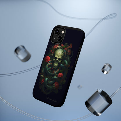 Introducing the "Serpentine Elegance" Cell Phone Case: Where Skulls and Snakes Intertwine -MagSafe Tough Cases