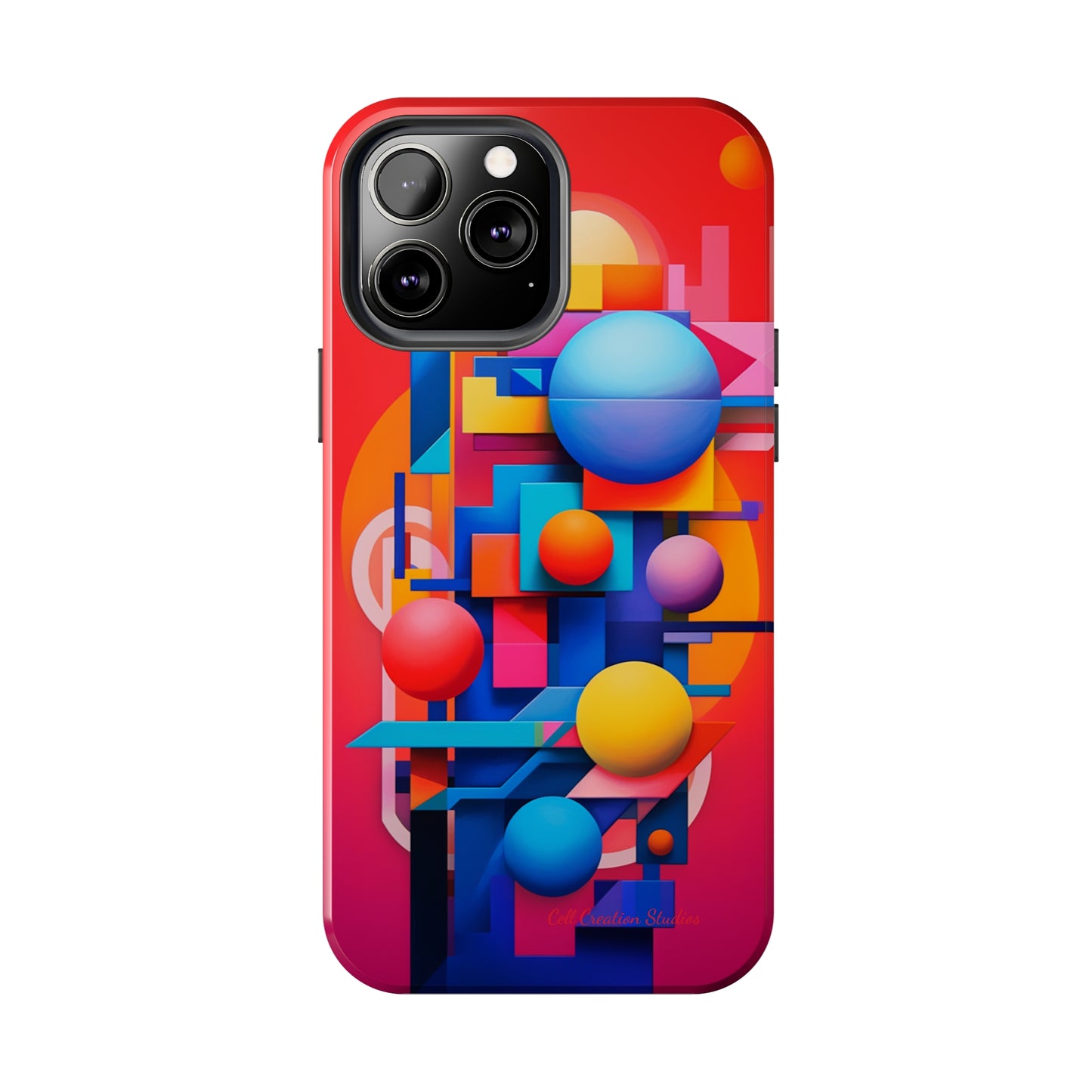 The "Geometric Red Background" Cell Phone Case- Upgrade Your Phone's Aesthetics -Tough Phone Cases