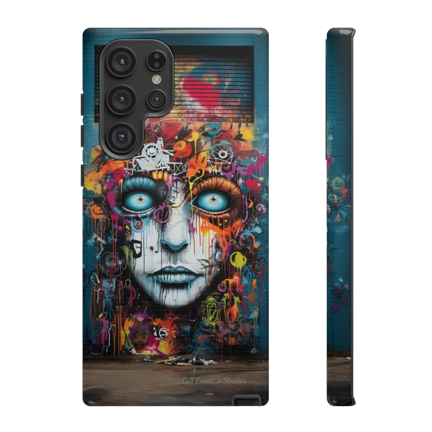 Elevate Your Style with our "Graffiti Face Concrete Wall" Phone Case -Tough Cases