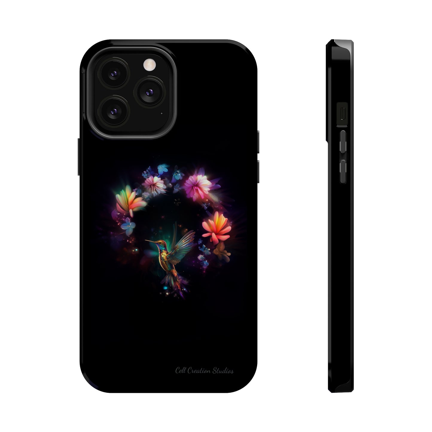 Introducing the "Floral Harmony Hummingbird" Cell Phone Case – Where Elegance Meets Nature -MagSafe Tough Cases