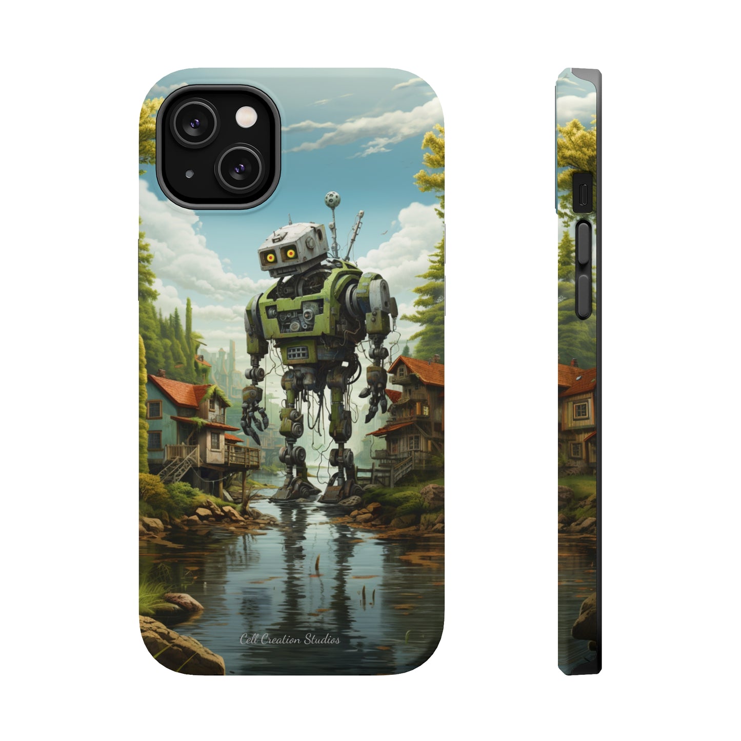 Introducing the "Robo-Rescue" Cell Phone Case – Witness a Heartwarming Scene of Robot Seeking Assistance -MagSafe Tough Cases