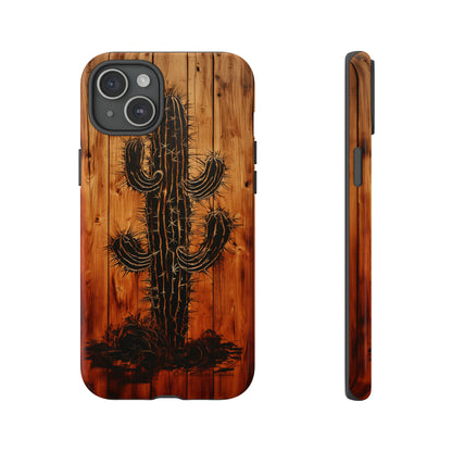 "Desert Vibes Cactus Burnt Wood Design" Phone Case -Tough Cases