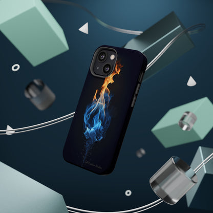 "Elegant Blue and Orange Flame" Phone Case: Ignite Your Style -MagSafe Tough Cases