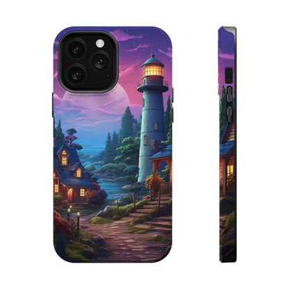 Introducing the "Tranquil Lighthouse Haven" Cell Phone Case – Embrace Serenity with a Picturesque Town and Lighthouse -MagSafe Tough Cases