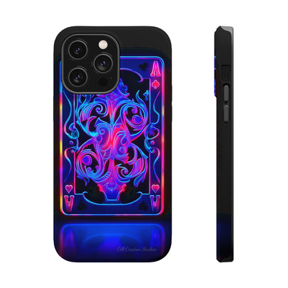 Introducing the "Neon Ace of Hearts" Cell Phone Case – Elevate Your Style with a Dazzling Card -MagSafe Tough Cases