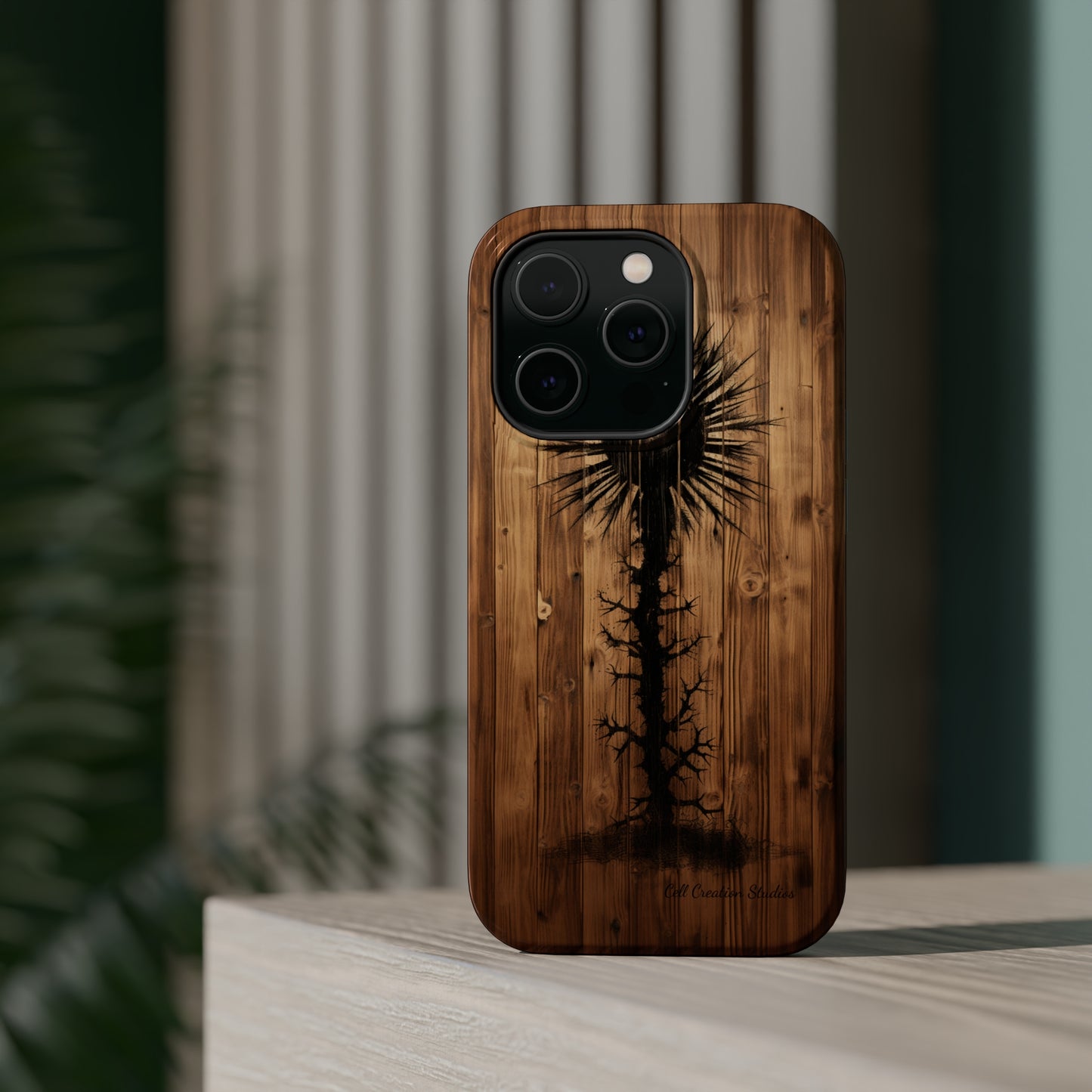 "Desert Plant on Wood Themed Phone Case: Embrace Nature's Beauty" -MagSafe Tough Cases