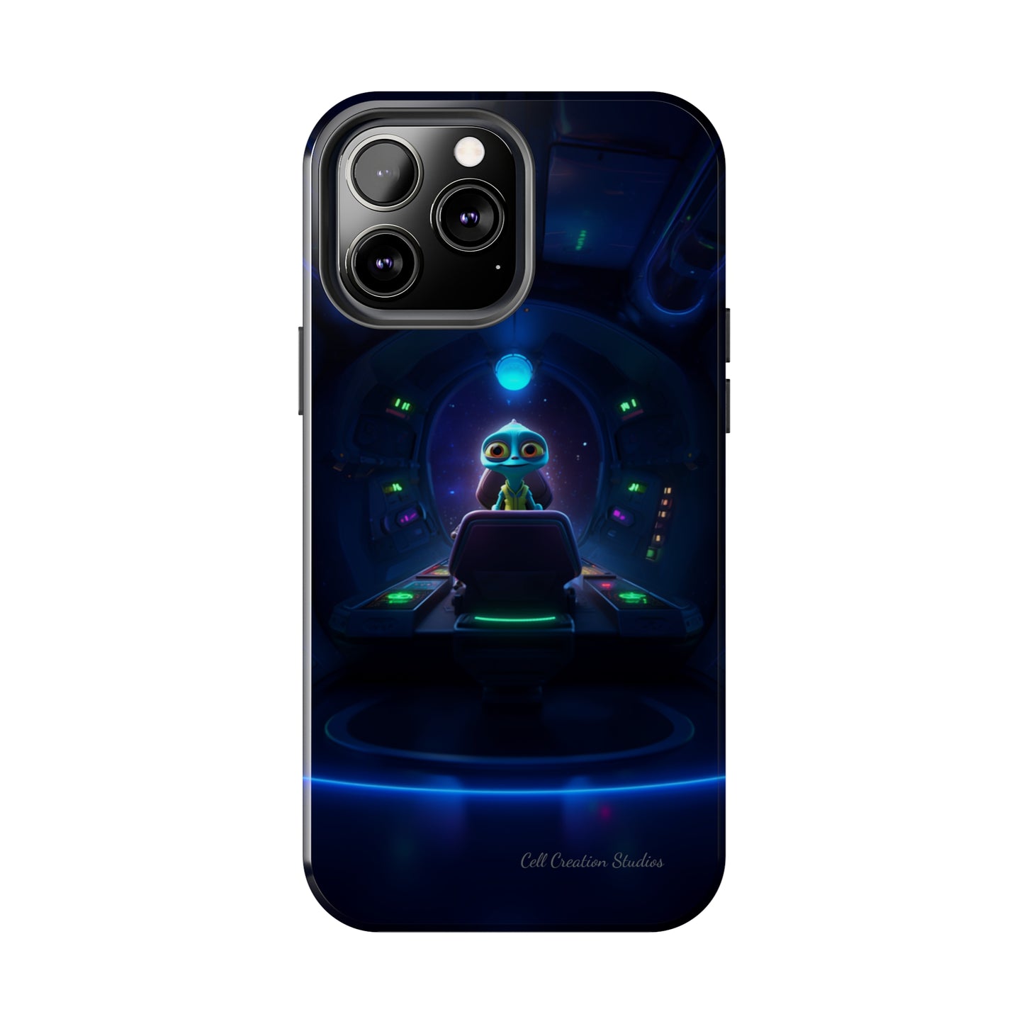 The "Galactic Buddy" Blue Alien Spaceship Phone Case -Tough Phone Cases