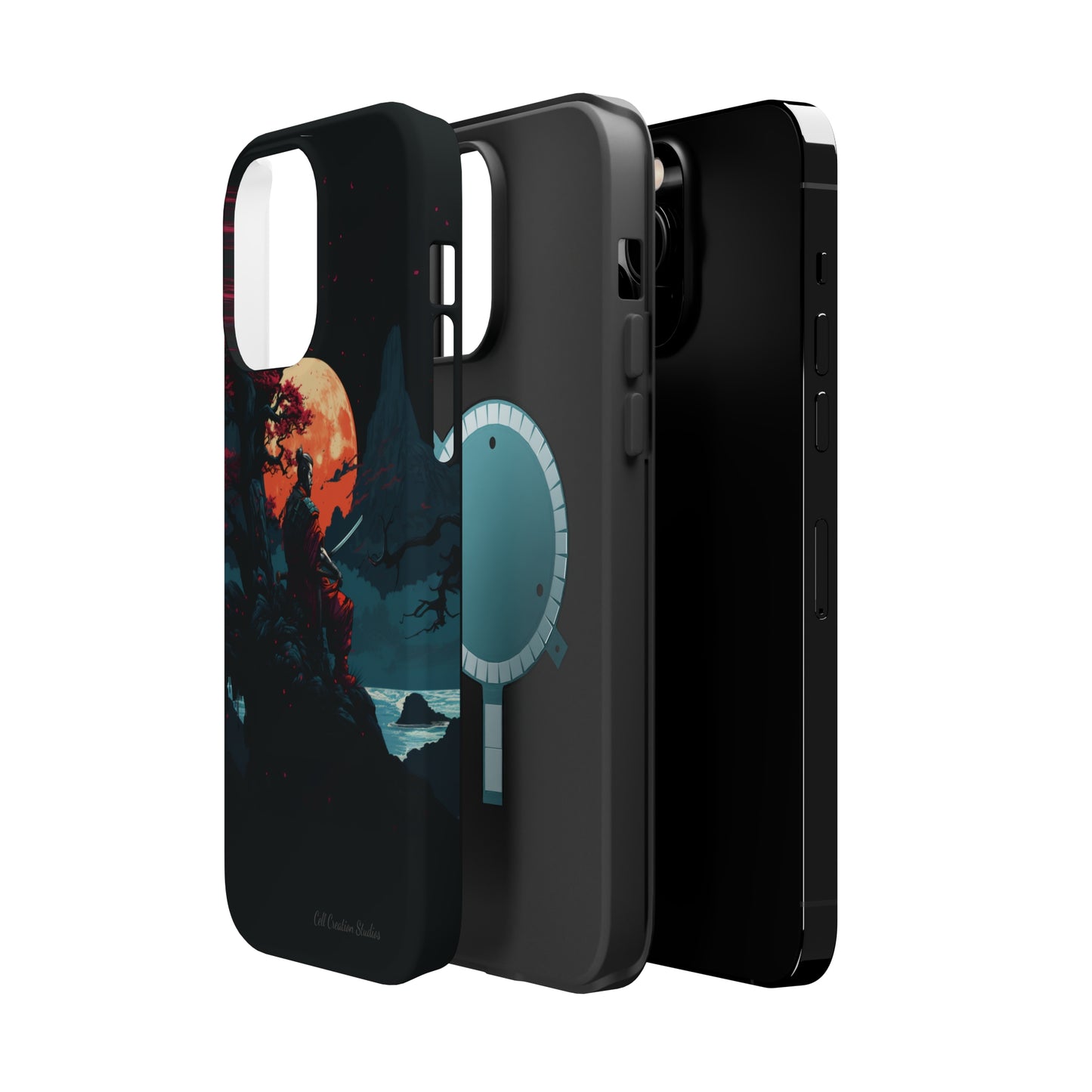 Introducing the "Moonlit Samurai Serenity" Cell Phone Case – Embrace Elegance and Strength -MagSafe Tough Cases