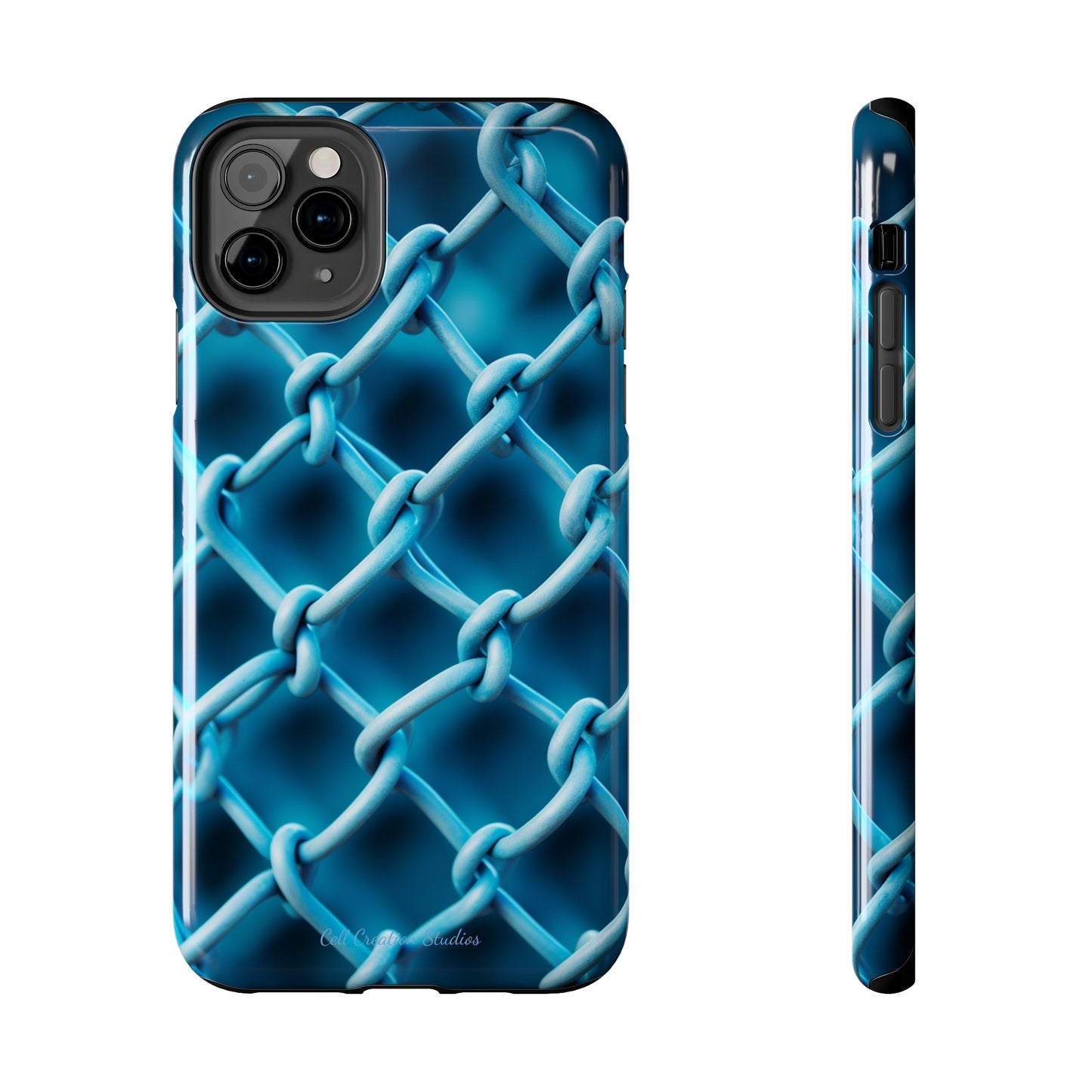 Introducing the "Elegant Chainlink" Cell Phone Case – Embrace Contemporary Style with Blue Chain Link Design -Tough Phone Cases