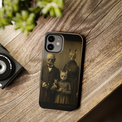 Introducing the "Vintage Odd Creatures" Cell Phone Case – Step into the Eerie Charm of a Haunting Family Portrait -Tough Phone Cases