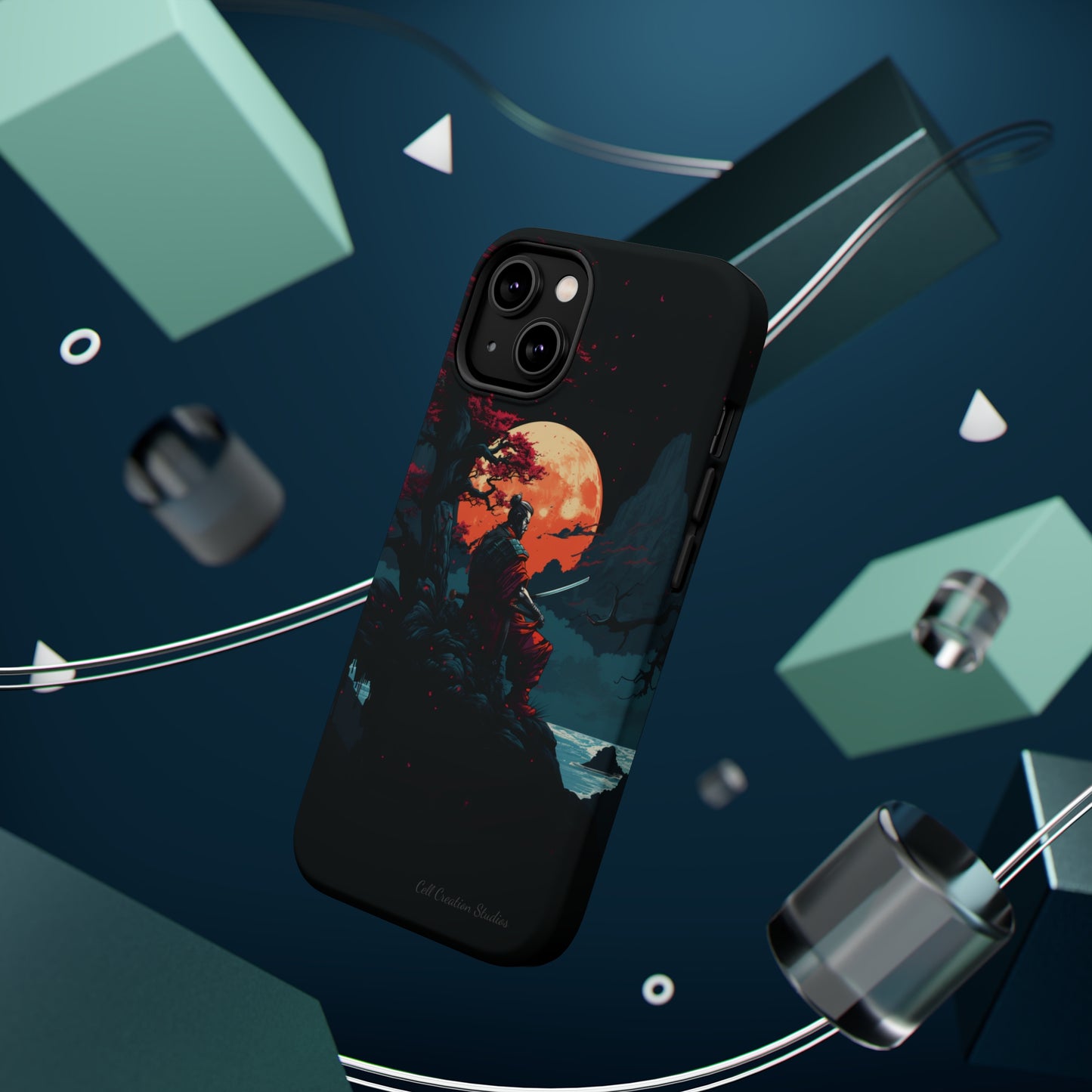 Introducing the "Moonlit Samurai Serenity" Cell Phone Case – Embrace Elegance and Strength -MagSafe Tough Cases