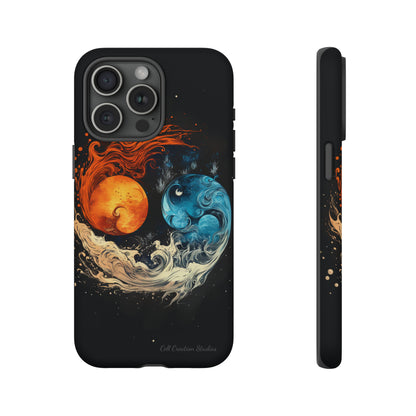 "Harmony in Contrast: Orange and Blue Yin and Yang" Phone Case -Tough Cases