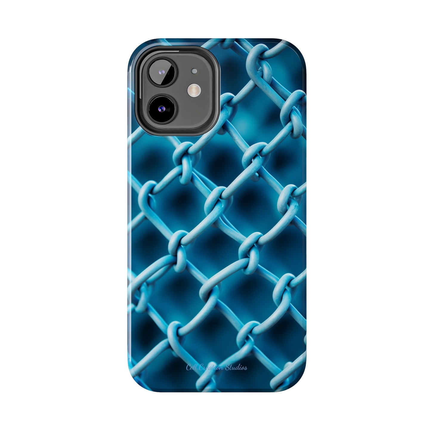 Introducing the "Elegant Chainlink" Cell Phone Case – Embrace Contemporary Style with Blue Chain Link Design -Tough Phone Cases