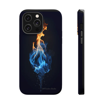 "Elegant Blue and Orange Flame" Phone Case: Ignite Your Style -MagSafe Tough Cases