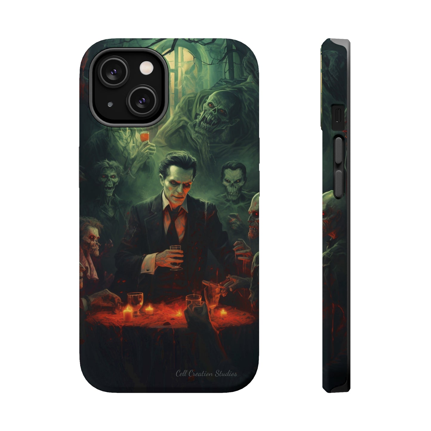 Introducing the "Dracula's Halloween Soiree" Cell Phone Case – Join the Spooky Gathering -MagSafe Tough Cases