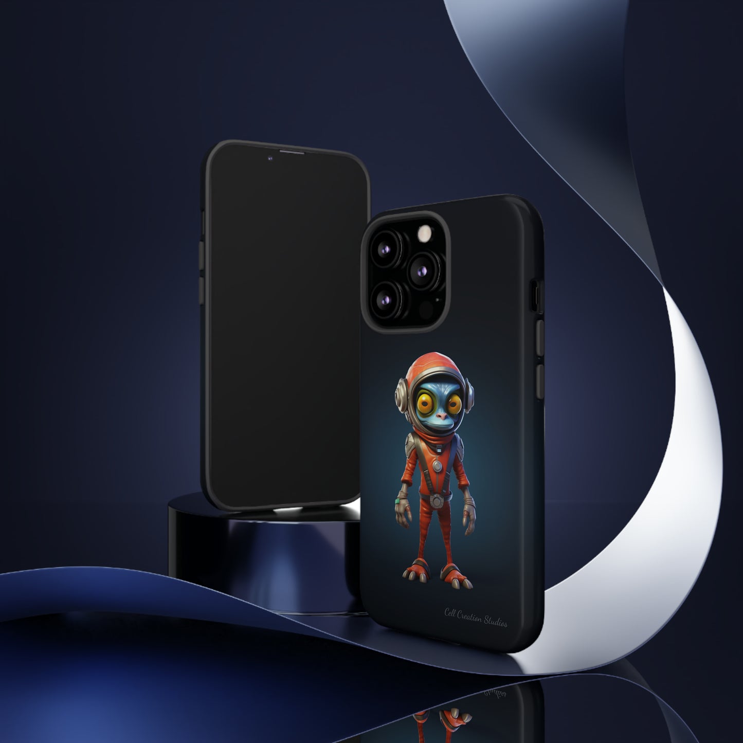 The "AstroGuard" Animated Blue Alien Astronaut Phone Case -Tough Cases