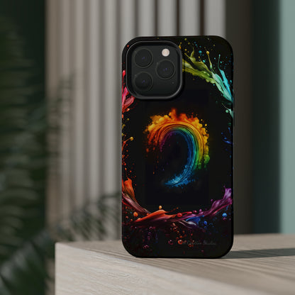 "Vibrant Swirls Painted on Black" Cell Phone Case -MagSafe Tough Cases