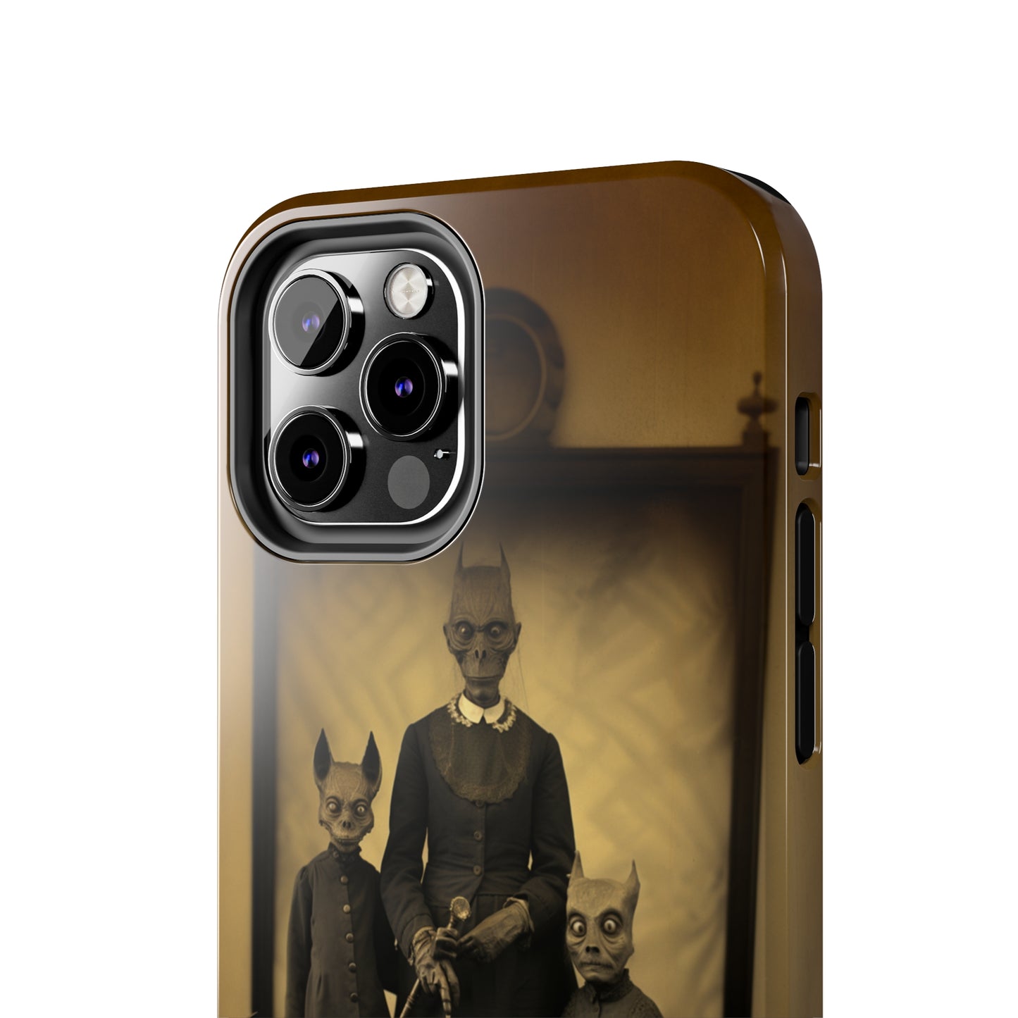 Introducing the "Vintage Odd Creatures" Cell Phone Case – Step into the Eerie Charm of a Haunting Family Portrait -Tough Phone Cases