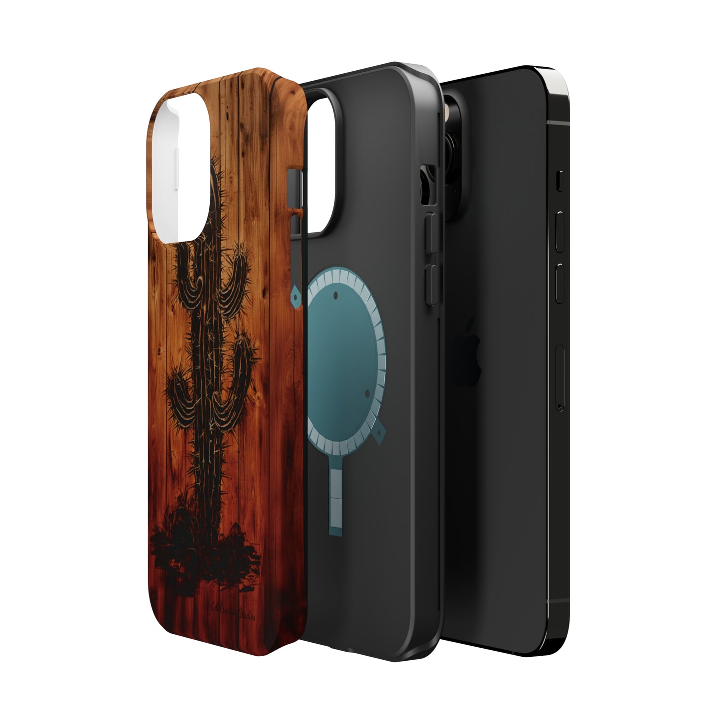 "Desert Vibes Cactus Burnt Wood Design" Phone Case -MagSafe Tough Cases