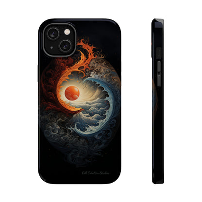 "Dual Elements Clash: Fire and Water Abstract" Phone Case -MagSafe Tough Cases