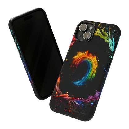 "Vibrant Swirls Painted on Black" Cell Phone Case -Tough Cases