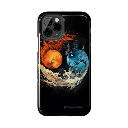 "Harmony in Contrast: Orange and Blue Yin and Yang Phone Case" -Tough Phone Cases