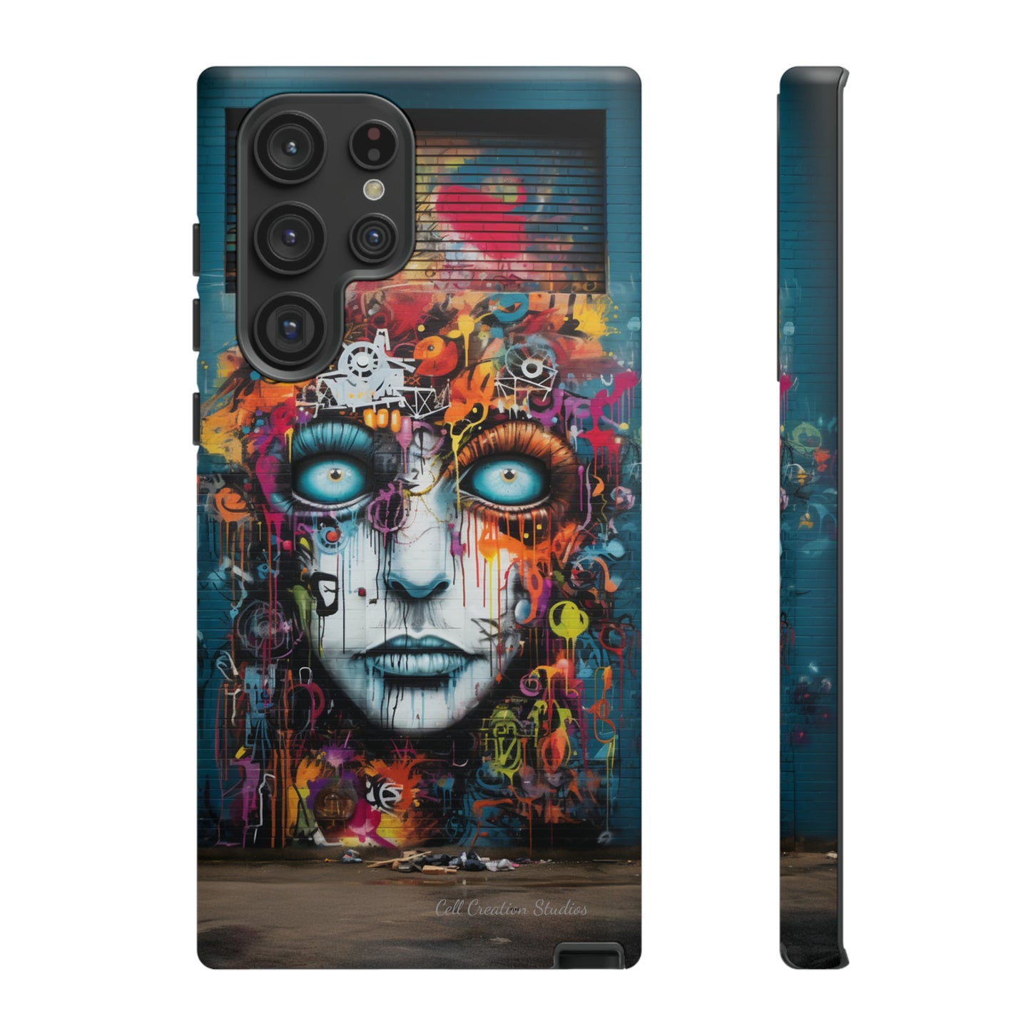 Elevate Your Style with our "Graffiti Face Concrete Wall" Phone Case -Tough Cases