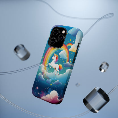 Introducing the "Rainbow Soar" Cell Phone Case – Embark on a Whimsical Journey with a Flying Unicorn -MagSafe Tough Cases