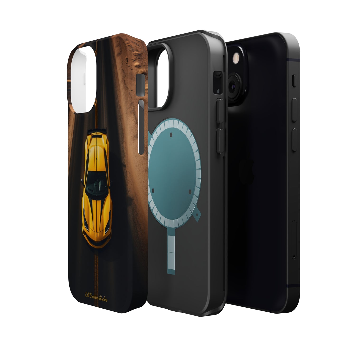 Introducing the "Desert Speedster" Cell Phone Case – Feel the Thrill of a Ferrari Racing through the Desert! -MagSafe Tough Cases