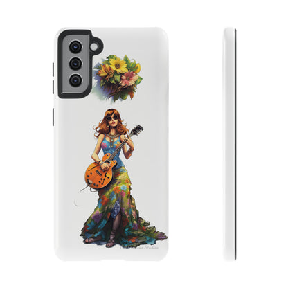 Introducing the "Hippie Chick Groove" Cell Phone Case – Retro Vibes and Musical Delight -Tough Cases