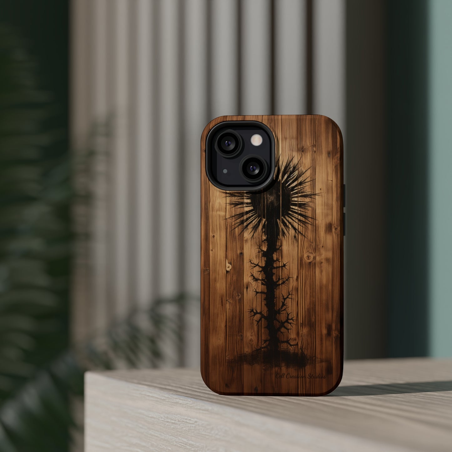 "Desert Plant on Wood Themed Phone Case: Embrace Nature's Beauty" -MagSafe Tough Cases