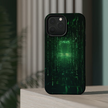 Introducing our "Digital Code Stream" Cell Phone Case – where style meets technology for your device's protection -MagSafe Tough Cases