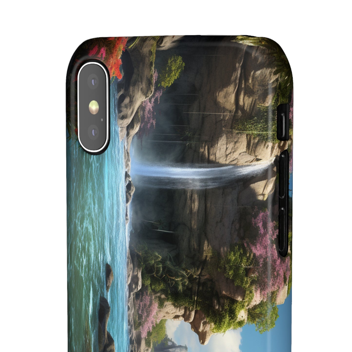 Introducing the "Nature's Cascade" Cell Phone Case – Capture Majestic Beauty with Rock Cliffs and Waterfall! -Snap Cases