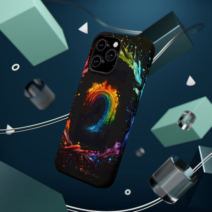 "Vibrant Swirls Painted on Black" Cell Phone Case -MagSafe Tough Cases