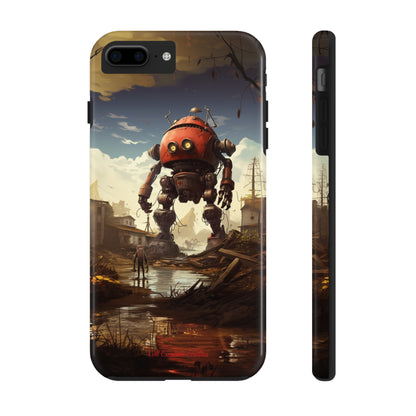 Introducing the "Urban Encounter" Cell Phone Case – Witness the Epic Convergence of Man and Giant Robot -Tough Phone Cases