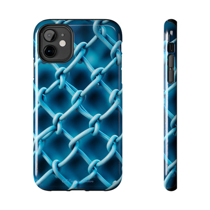 Introducing the "Elegant Chainlink" Cell Phone Case – Embrace Contemporary Style with Blue Chain Link Design -Tough Phone Cases