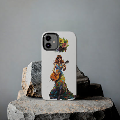 Introducing the "Hippie Chick Groove" Cell Phone Case – Retro Vibes and Musical Delight -Tough Phone Cases